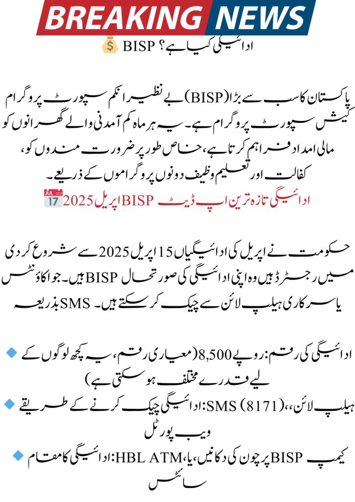 BISP Payment Check Status via SMS 8171 & Helpline 2 BISP Payment Check Status